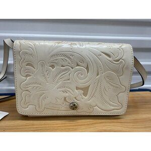 Patricia Nash FRANCIA Leather Crossbody ORGANIZER Distressed Bag (Amber Ash)